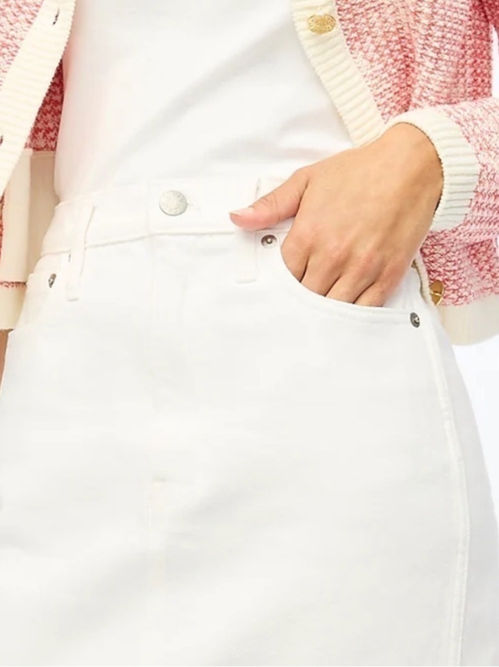 NWT J.Crew White Denim Midi Skirt Women’s Size 10 - Picture 4 of 14